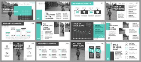 Business presentation slides templates from infographic elements. Can be used for presentation template, flyer and leaflet, brochure, corporate report, marketing, advertising, annual report, banner. vector