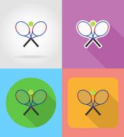 Raqueta de tenis y pelota iconos plana vector ilustración