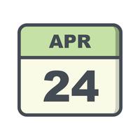 April 24th Date on a Single Day Calendar vector