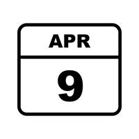 April 9th Date on a Single Day Calendar vector