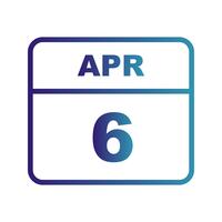 April 6th Date on a Single Day Calendar vector