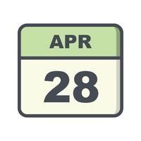 April 28th Date on a Single Day Calendar vector