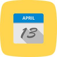 April 13th Date on a Single Day Calendar vector