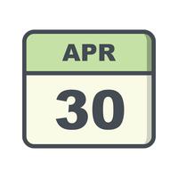 April 30th Date on a Single Day Calendar vector