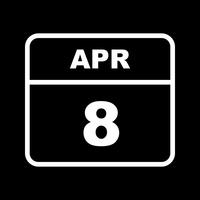 April 8th Date on a Single Day Calendar vector