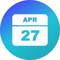 April 27th Date on a Single Day Calendar vector