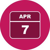 April 7th Date on a Single Day Calendar vector