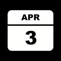 April 3rd Date on a Single Day Calendar vector