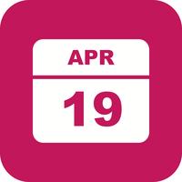 April 19th Date on a Single Day Calendar vector