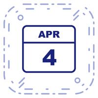 April 4th Date on a Single Day Calendar vector