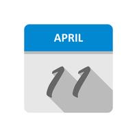 11 de abril Fecha en un calendario de un solo día vector