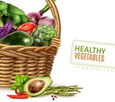 Healthy Vegetables In Basket vector