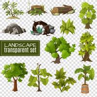 Conjunto de elementos de diseño de paisaje de fondo transparente vector