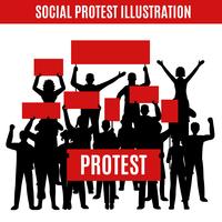Social Protest Silhouettes Composition