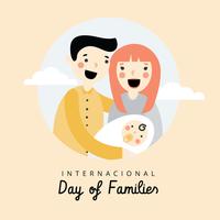 Linda familia con mamá, papá y recién nacido al día internacional de las familias vector