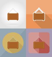 iconos planos de tablero de madera vector illustration