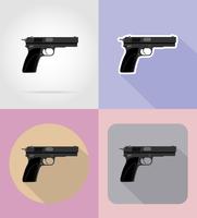 Armas modernas armas de fuego planos iconos vector illustration