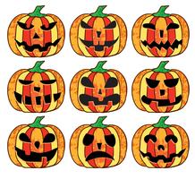 Un conjunto de calabazas de halloween. vector