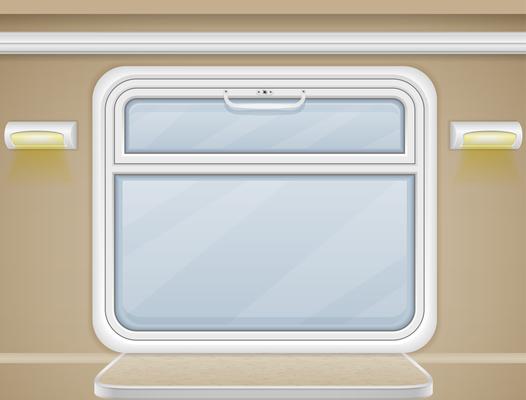 window and table in the train compartment vector