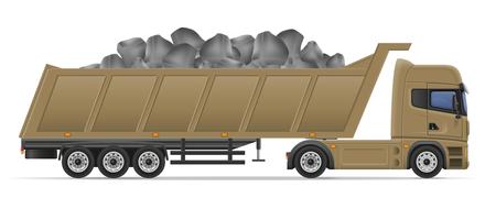 Camión semi remolque entrega y transporte de materiales de construcción concepto vector ilustración