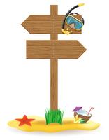 wooden pointer board and beach icons vector illustration