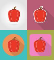 pepper vegetable flat icons with the shadow vector illustration