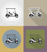golf car flat icons vector illustration
