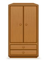 old retro wooden furniture wardrobe vector illustration