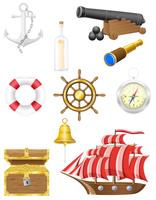 set of sea antique icons vector illustration