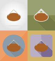 iconos planos de tablero de madera vector illustration