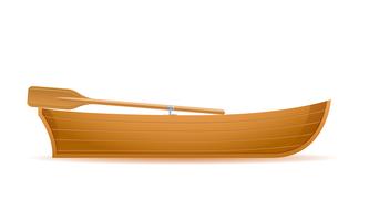 wooden boat side view vector illustration