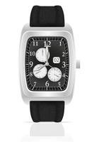 silver mechanical wristwatch watch with leather strap vector illustration