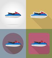 aquabike flat icons vector illustration