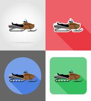 snowmobile for snow ride flat icons vector illustration