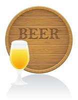 wooden beer barrel and glass vector illustration EPS10