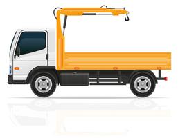 camión con una grúa pequeña para la ilustración de vector de construcción