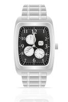 silver mechanical wristwatch with bracelet vector illustration