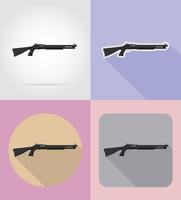 Armas modernas armas de fuego planos iconos vector illustration