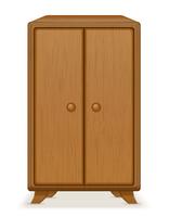 old retro wooden furniture wardrobe vector illustration