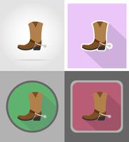 cowboy boots wild west flat icons vector illustration