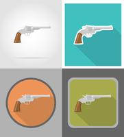 revolver wild west flat icons vector illustration