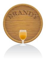 wooden brandy barrel and glass vector illustration EPS10