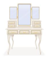 vanity table old retro furniture vector illustration