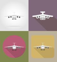 Ilustración de vector de iconos planos de avión