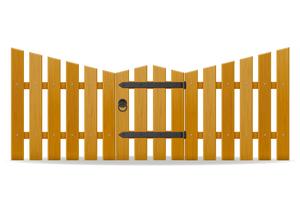 wooden fence with wicket door vector illustration