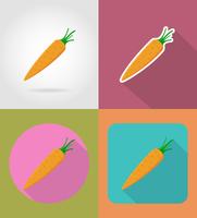 Iconos planos vegetales de zanahorias con la ilustración de vector de sombra