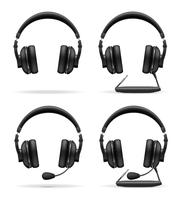 set icons acoustic headphones vector illustration