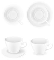 porcelain cup top view and a side vector illustration isolated on white background