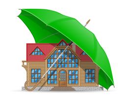 concept of protected and insured house accommodation umbrella vector illustration