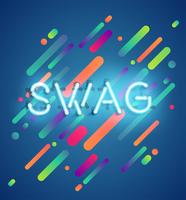 Neon word on colorful background, vector illustration